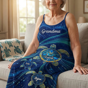 Turtle Grandma Suspender Maxi Dress - Personalized Mother's Day Gifts 01huti180326