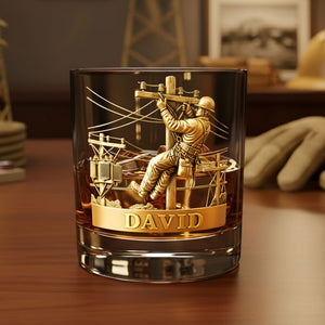 Lineman Round Whiskey Glass - Personalized Gifts For Lineman Glass 01PGTI271125-Homacus