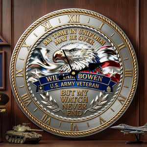 Bold Veteran Eagle Wall Clock, Personalized Gifts For Veteran 05QHTI200126