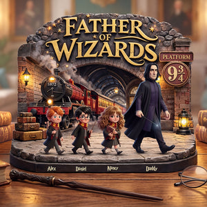 Fantasy Dad And Kids Journey Acrylic Plaque – Personalized Gifts For Dad 022huti110326
