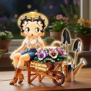 Retro Garden Girl Acrylic Light Box - Personalized Gift For Gardening Lovers 01PATI091225