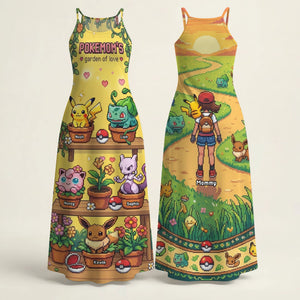 Pixel Monster Garden Suspender Maxi Dress - Personalized Gifts For Mom 01pati200326
