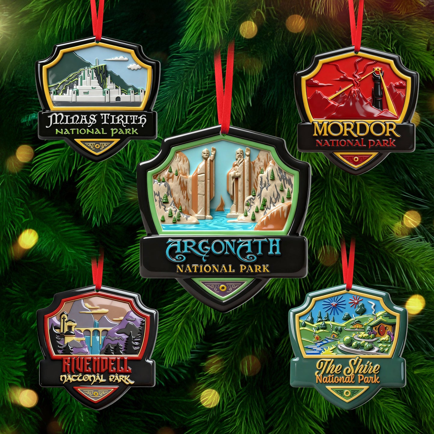 Fantasy Location Shield Ornament - Personalized Gifts For Movie Fans 03QHTI081025