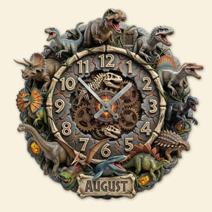 Dinosaur Acrylic Hanging Wall Clock - Personalized Gifts For Dinosaur Lovers 02huti140326