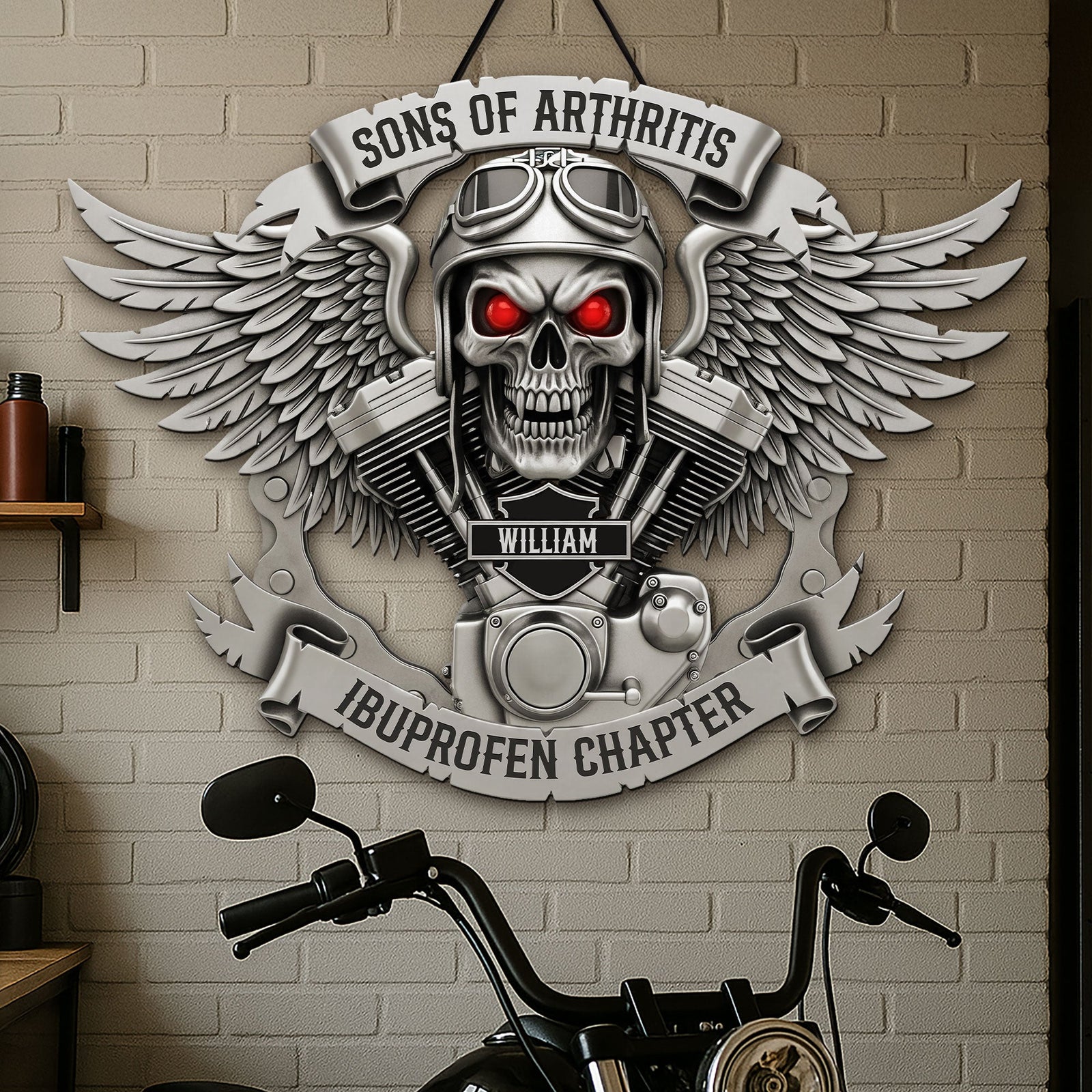 Motorcycle Skull Metal Sign - Personalized Gifts For Biker 06qhti120625