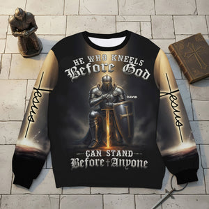 Kneeling Knight Knitted Ugly Sweater - Personalized Gifts For Christian Ugly Sweater 03HUTI211025-Homacus