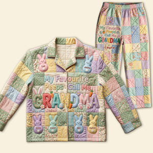 Easter Bunny Grandma Peeps Pajama - Personalized Gifts For Grandma Button Up Pajama Pajama Set 04PATI060226