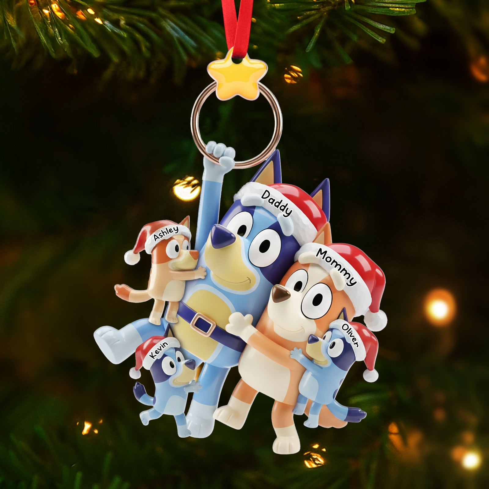 Playful Cartoon Family Tree Ornament, Personalized Gifts For Family 02qhti290925
