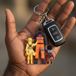 Warrior Father & Mini Ninja Keychain - Personalized Gifts For Dad 01qhhu080526