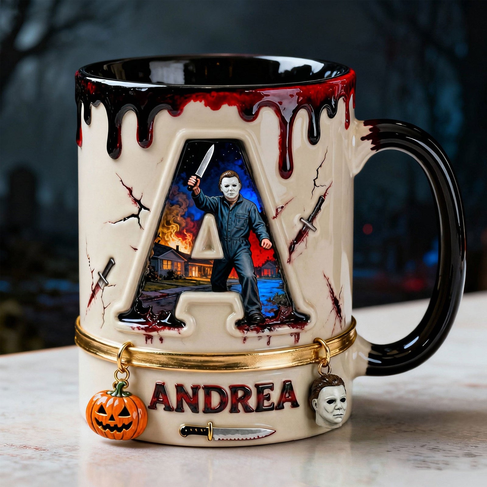 Horror Guy Alphabet Initial Letter Accent Mug, Personalized Gifts For Horror Fan 05QHTI120126