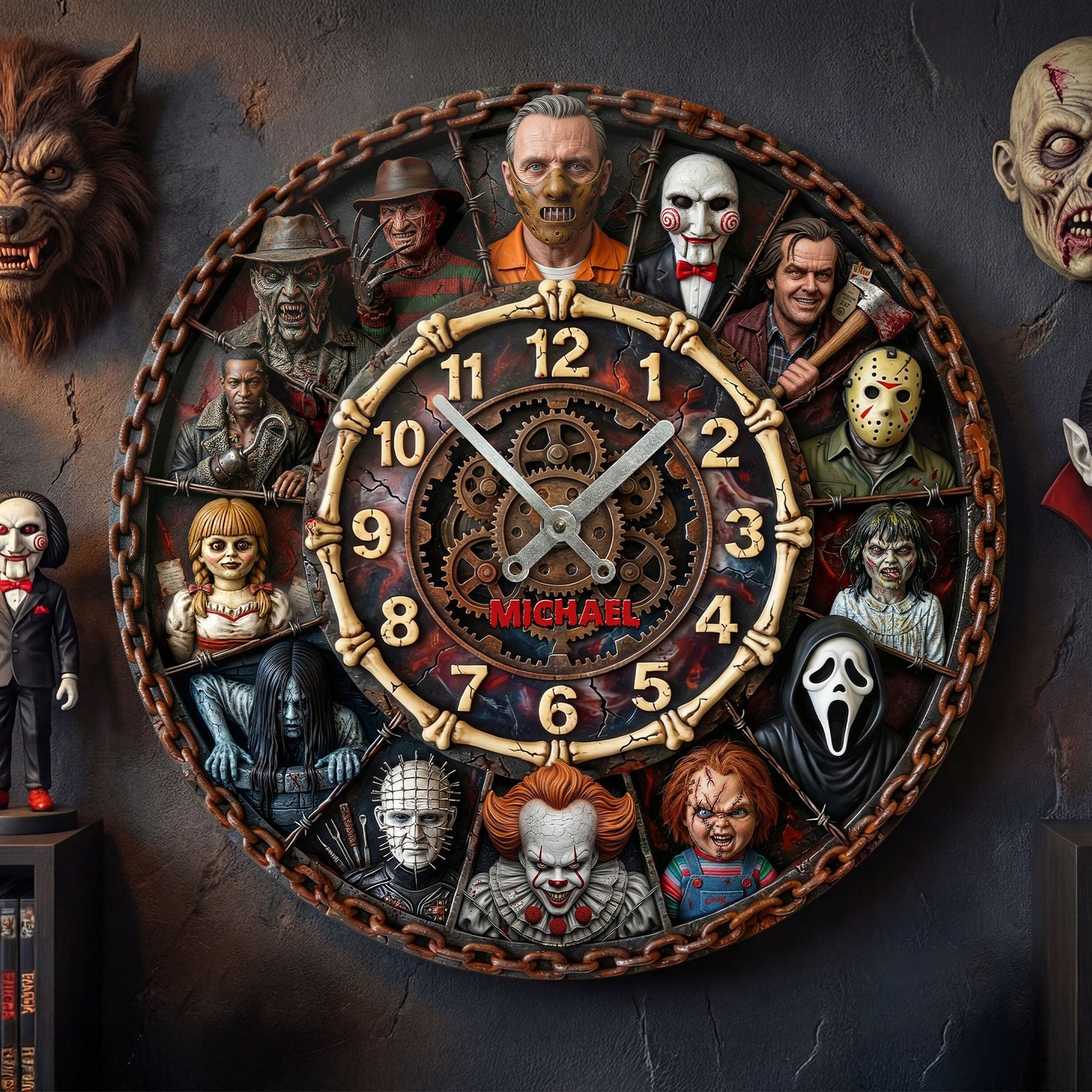 Horror Fans Wall Clock - Personalized Gifts For Villain Fans 1 Layer Acrylic Hanging Wall Clock 06HUTI270226
