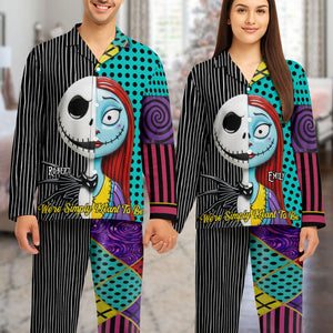 Spooky Couple Button Up Pajama Set - Personalized Gifts For Couple 01ohti270825