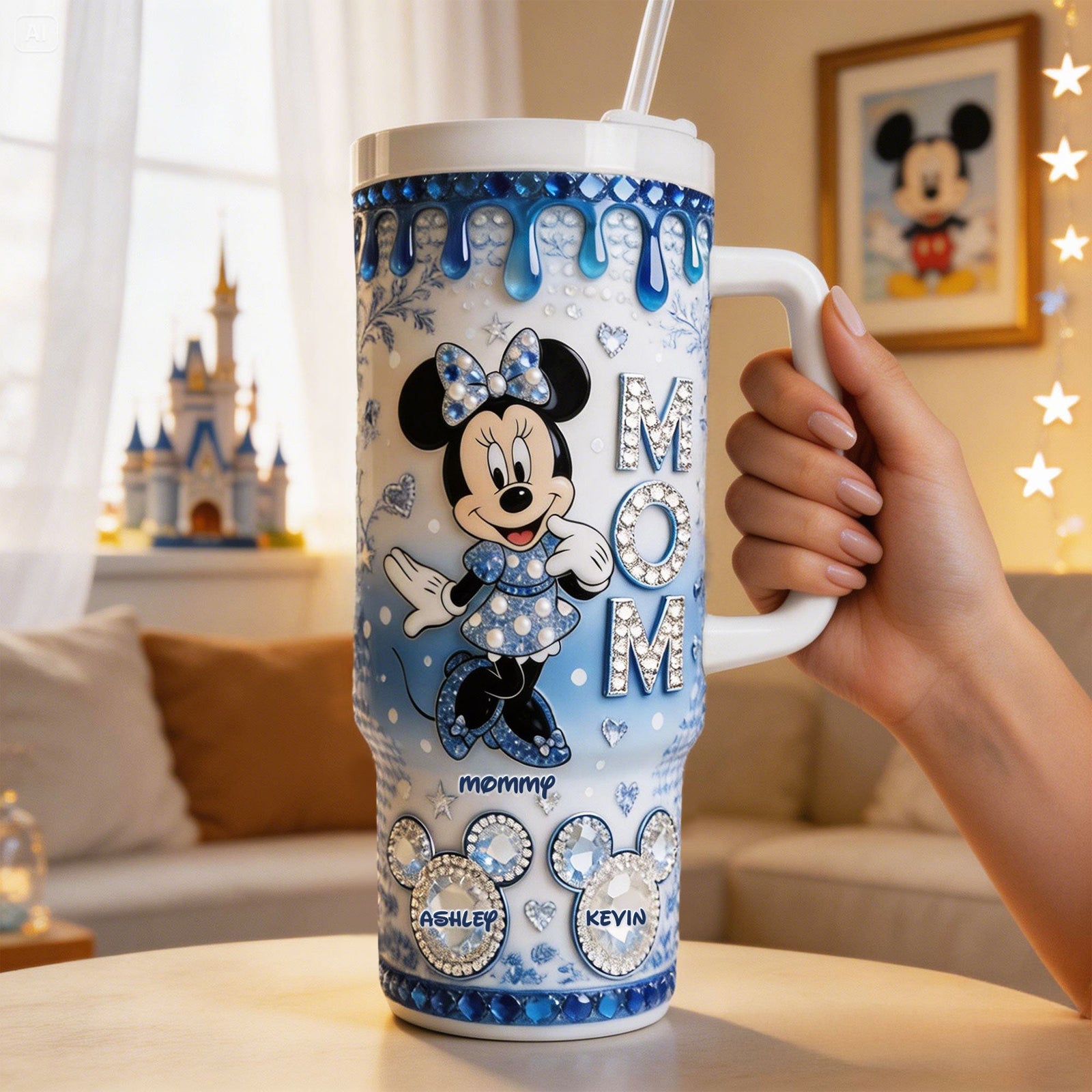 Toile de Jouy Fairytail Mom And Kid 40oz Tumbler - Personalized Gifts For Mother's Day Tumbler 04PGTI230426