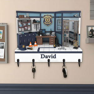 Police Office Wood Key Hanger - Personalized Gifts For Police Key Hanger 03HYTI021225-Homacus