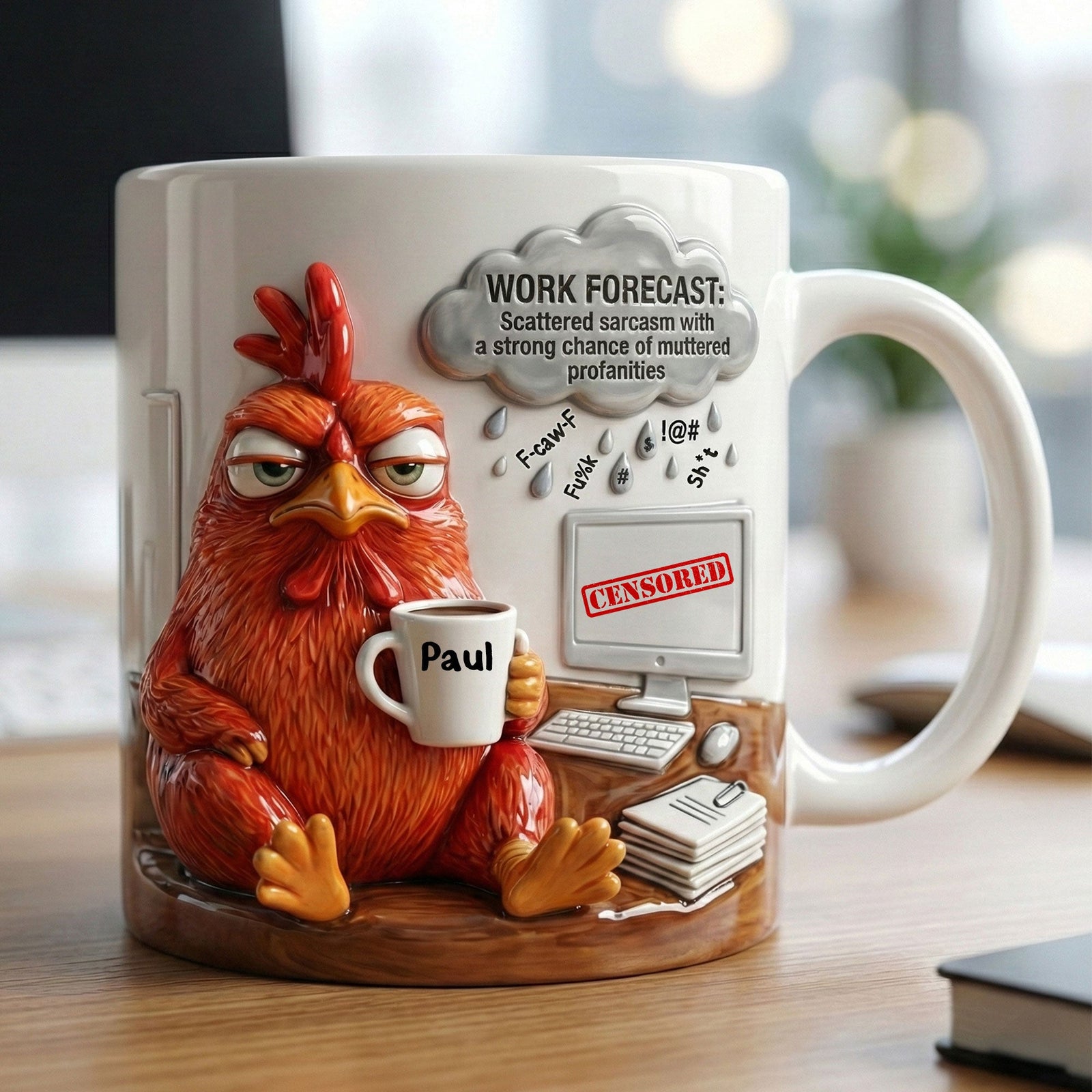Attitude Rooster Office Worker Work Forecast Coffee Mug, Personalized Gifts For Coworker 05QHTI230126