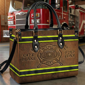 Fire Dept Leather Bag, Personalized Gifts For Female Firefighter & Firefighter Wife 02qhti151225