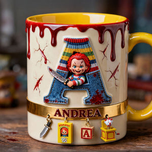 Playful Horror Alphabet Initial Letter Accent Mug, Personalized Gifts For Horror Fan 01QHTI130126