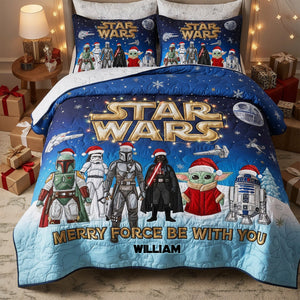Merry Christmas From Galaxy Quilt Bed Set, Personalized Gifts For Fans Christmas Bed Set 03QHTI251025