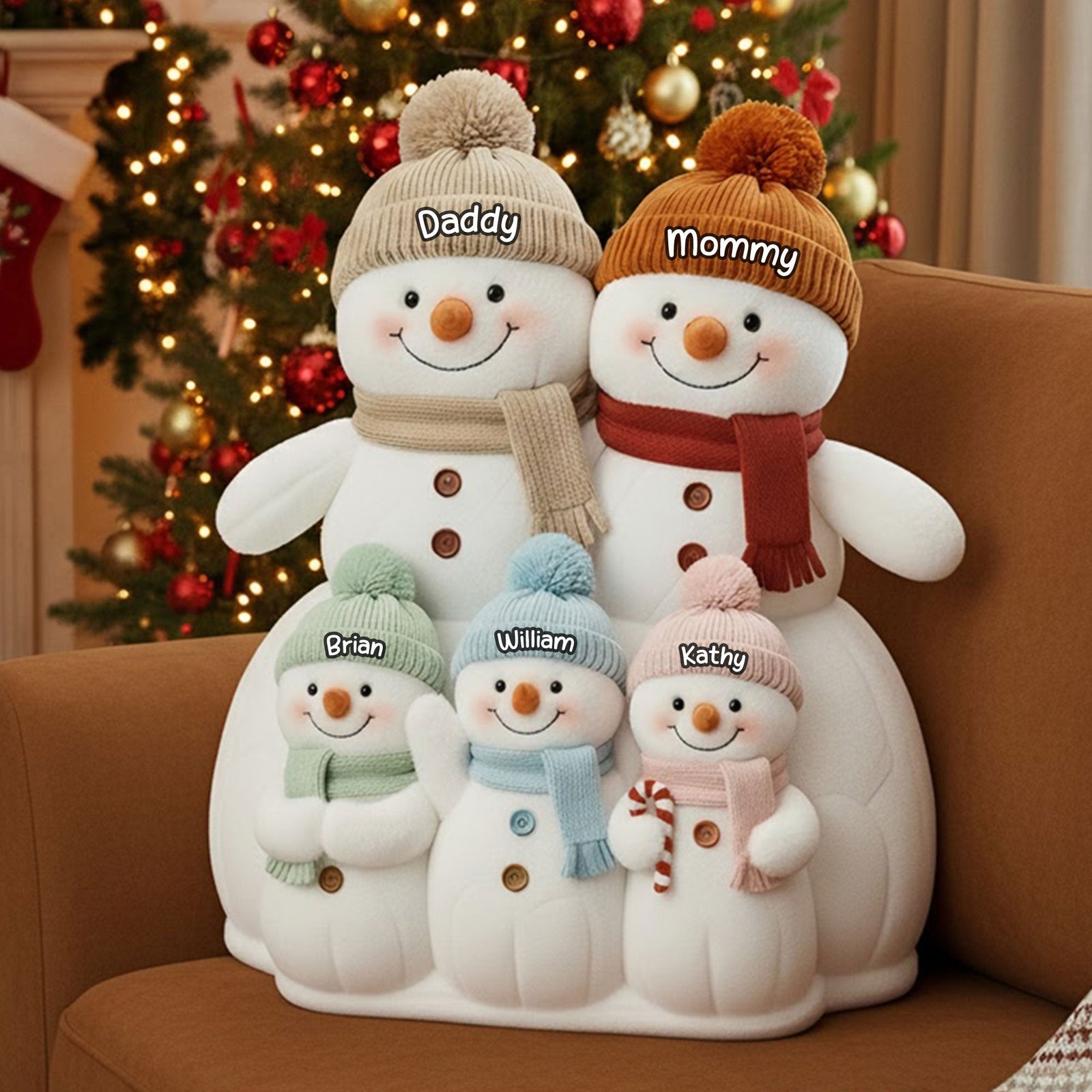 Snowman Family Pillow - Personalized Gifts For Family Christmas Pillow 06TOTI131125-Homacus