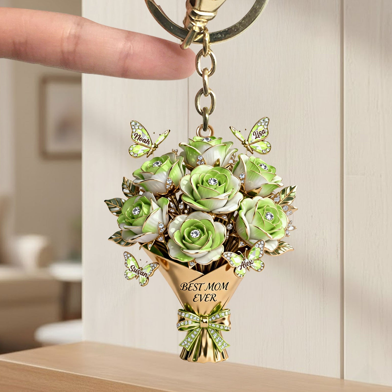 Mother's Day Flower Butterfly Keychain - Personalized Gifts For Mom Keychain 02OHTI030226