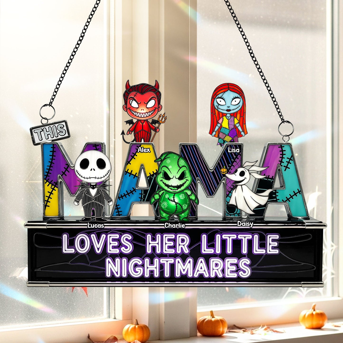 Spooky Mom And Kids Suncatcher - Personalized Gifts For Mom 04ohti030925-Homacus