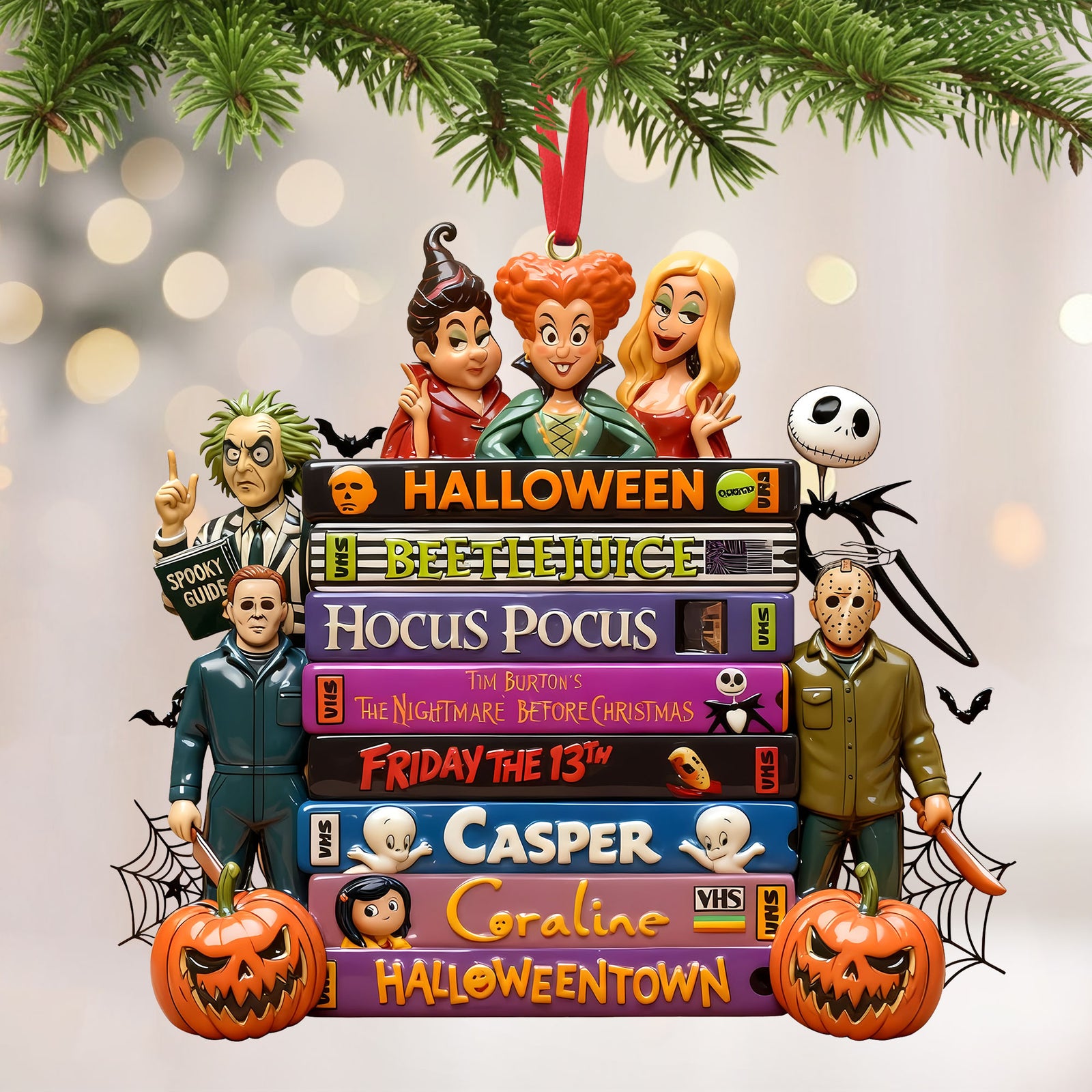 Horror Tape Stack Ornament, Personalized Christmas 02qhti161025