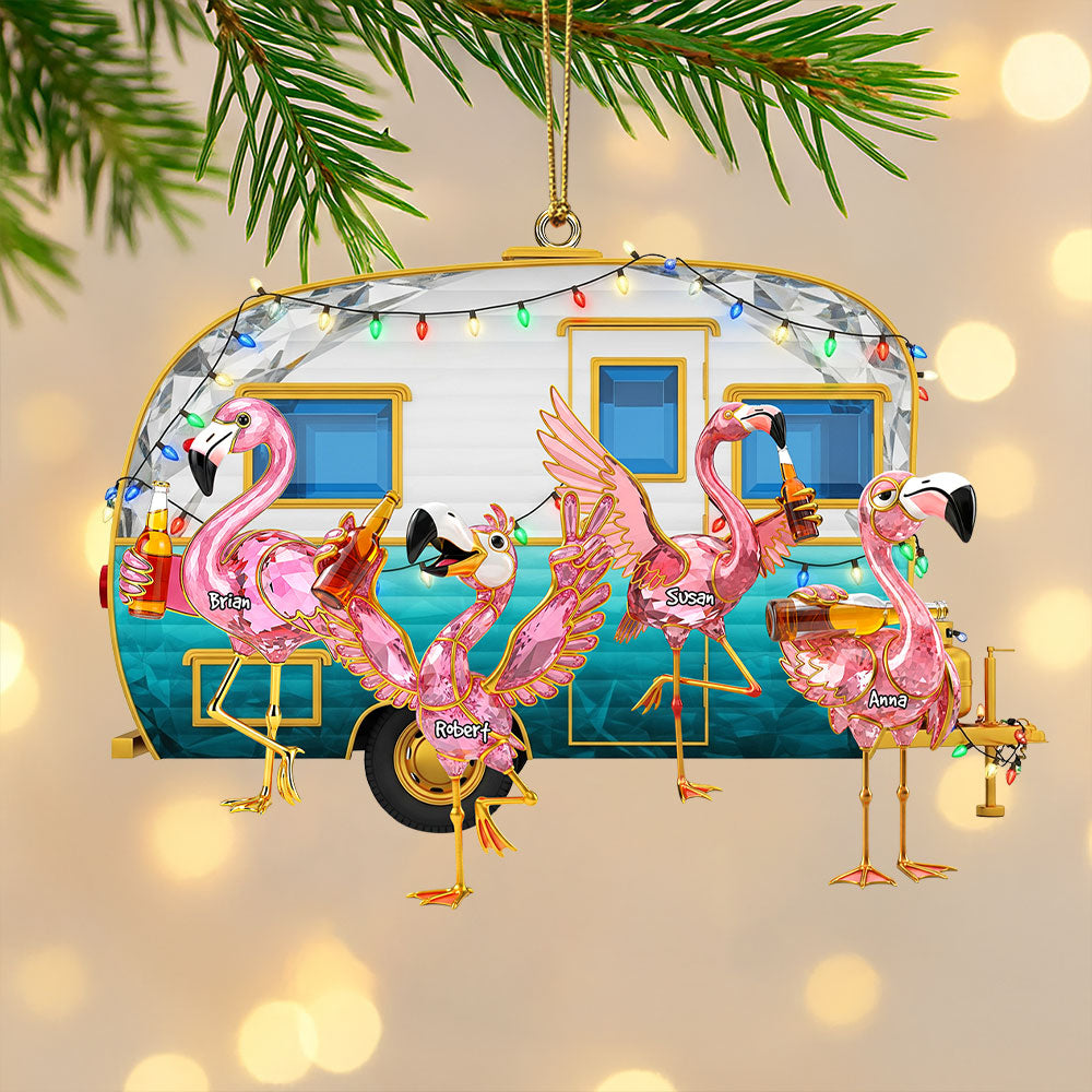 Flamingo Camping Family Ornament - Personalized Gifts For Family 04ohti150825