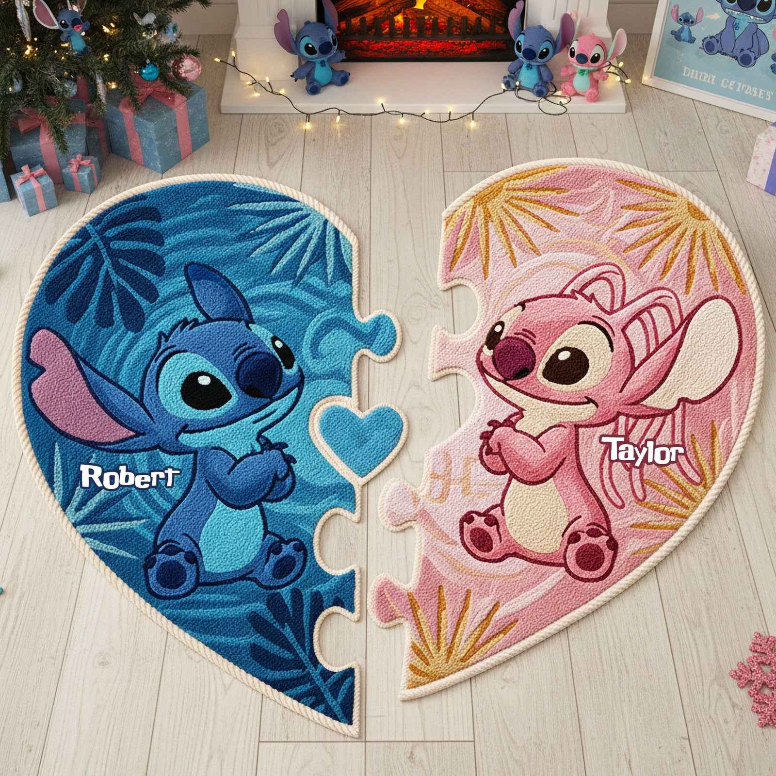 Cute Characters Personalized Christmas Gifts For Couple Doormat 05kiti041125