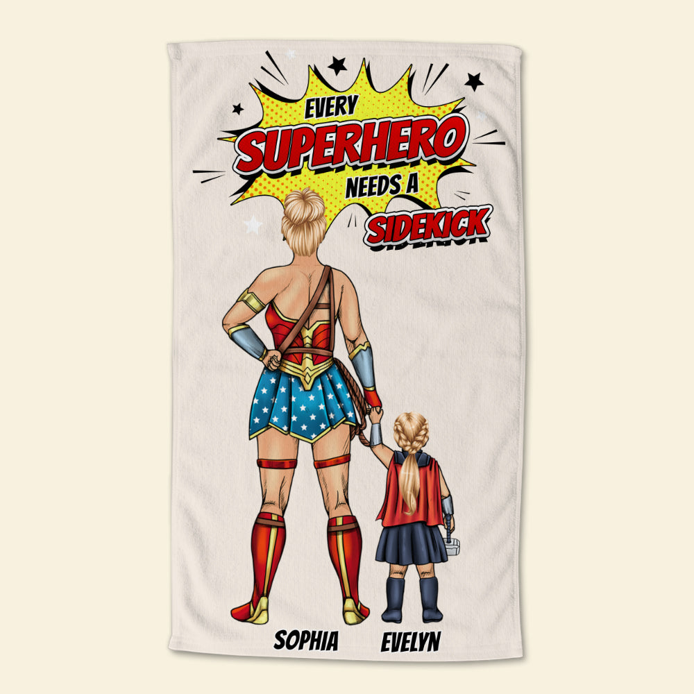 Super Mom Need A Sidekick - Family Towel, Personalized Beach Towel - Summer Gift For Family - Beach Towel - GoDuckee