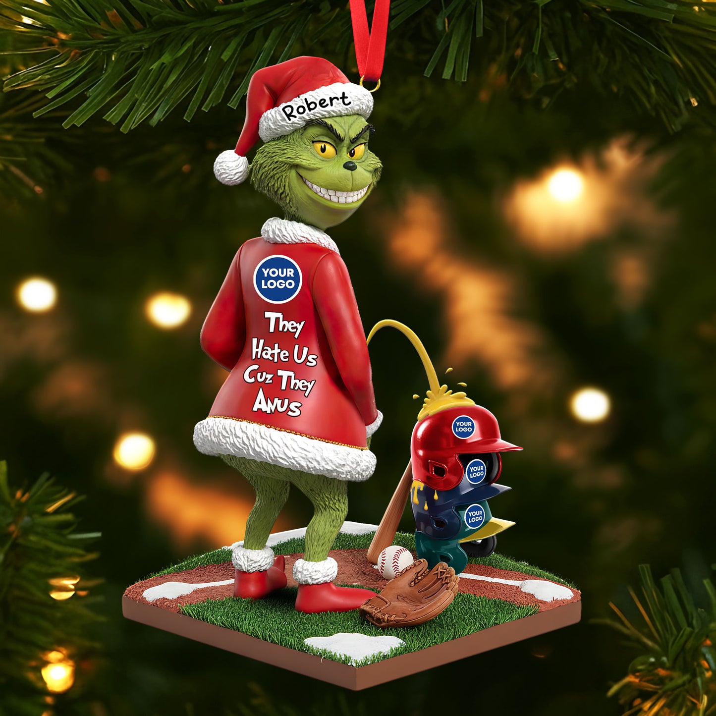 Naughty Green Monster Personalized Gifts For Baseball Lovers Christmas Ornament 02huti011025