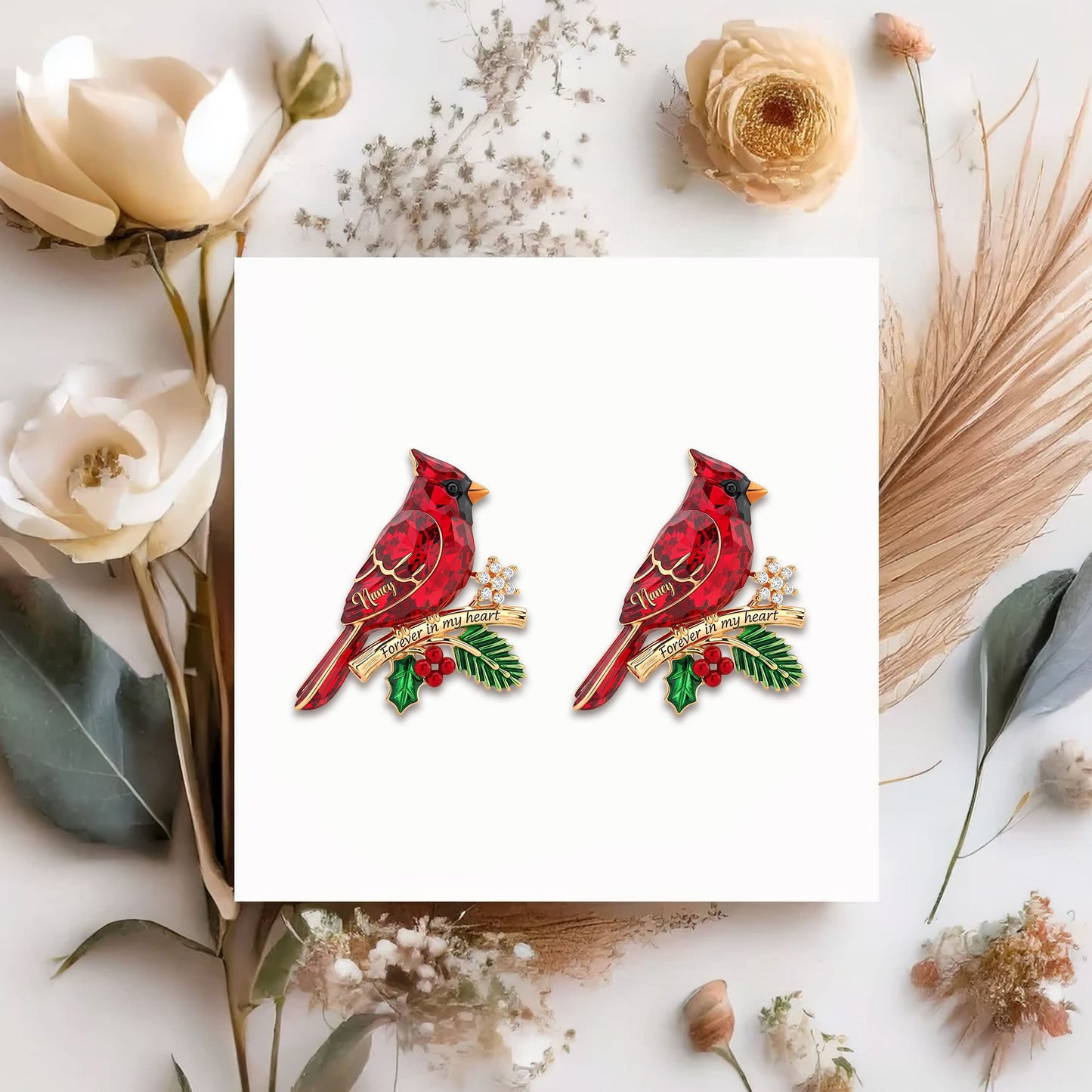 Cardinal Heaven Christmas Stud Earrings - Personalized Gifts For Her 02pgti080925