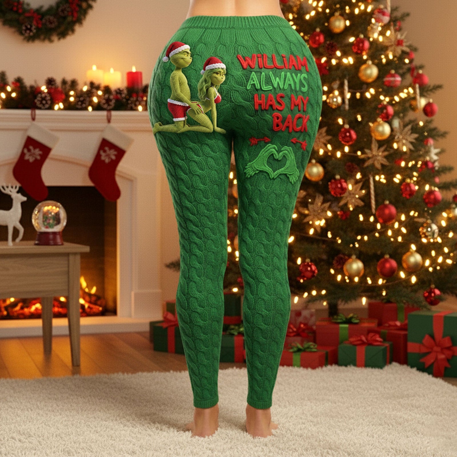 Cheeky Couple Leggings - Personalized Gifts For Couple Christmas Leggings 05OHTI111125