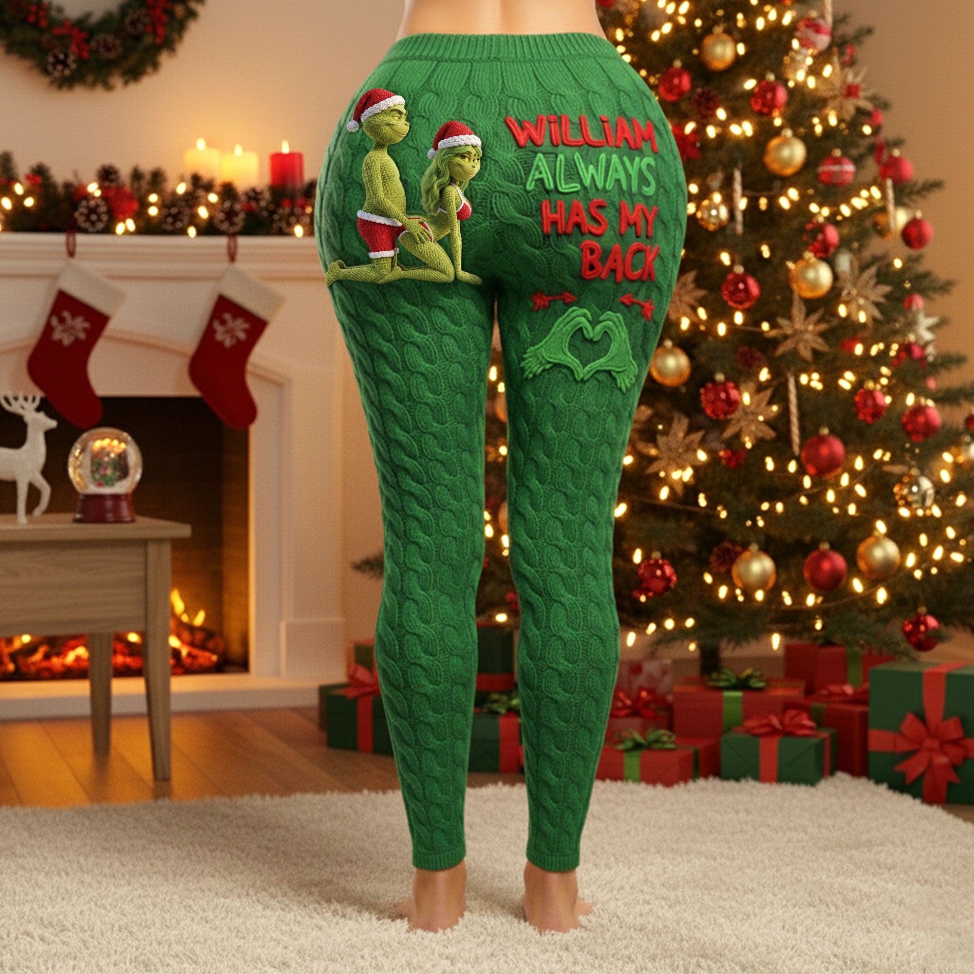 Cheeky Couple Leggings - Personalized Gifts For Couple Christmas Leggings 05OHTI111125