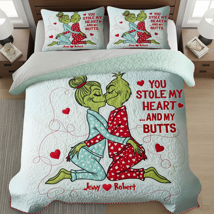 Humorous Romantic Couple Quilt Bed Set, Personalized Gifts For Couple 01qhti230725