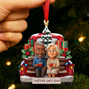 Old Couple Cheering On Truck Ornament - Custom Photo Gifts For Couple 03pati300825