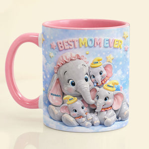 Elephant Mom And Kids Coffee Accent Mug - Personalized Gifts For Mother's Day Coffee Mug 02HUTI050226