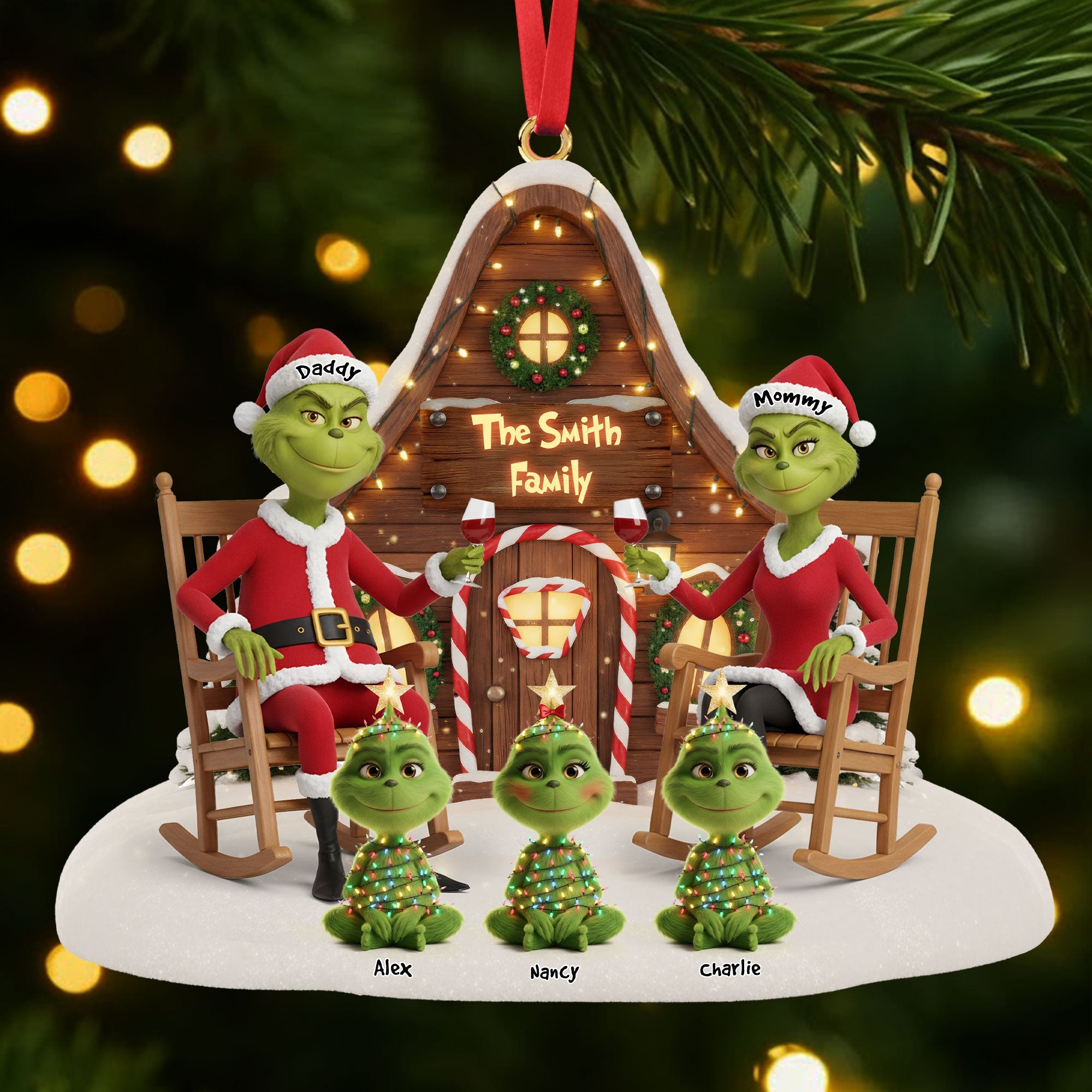 Green Monster Family Ornament - Personalized Gift For Family Christmas Ornament 04OHTI171025