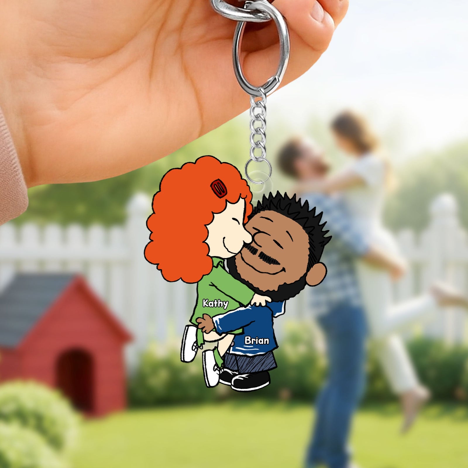 Couple Keychain - Embracing In Love - Personalized Anniversary Gifts For Couple-Homacus