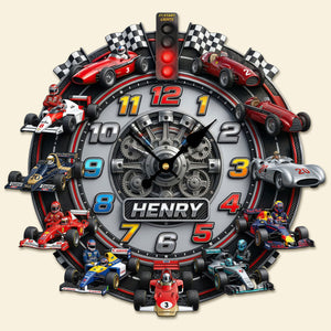 Racing Cars Acrylic Hanging Wall Clock - Personalized Gifts For Racing Lovers 04huti160326