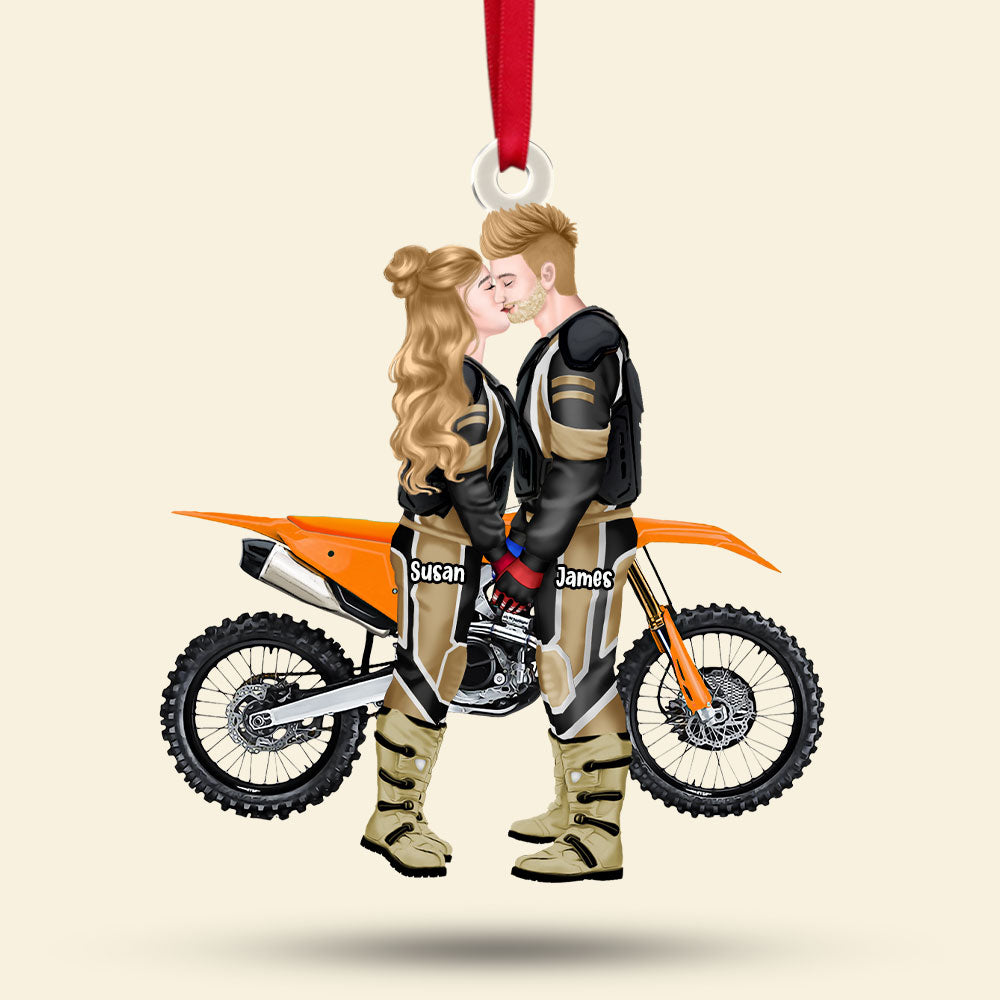 Personalized Gift For Couple Christmas Ornament Motorcross Couple 014ACTI111124PA - Ornament - GoDuckee