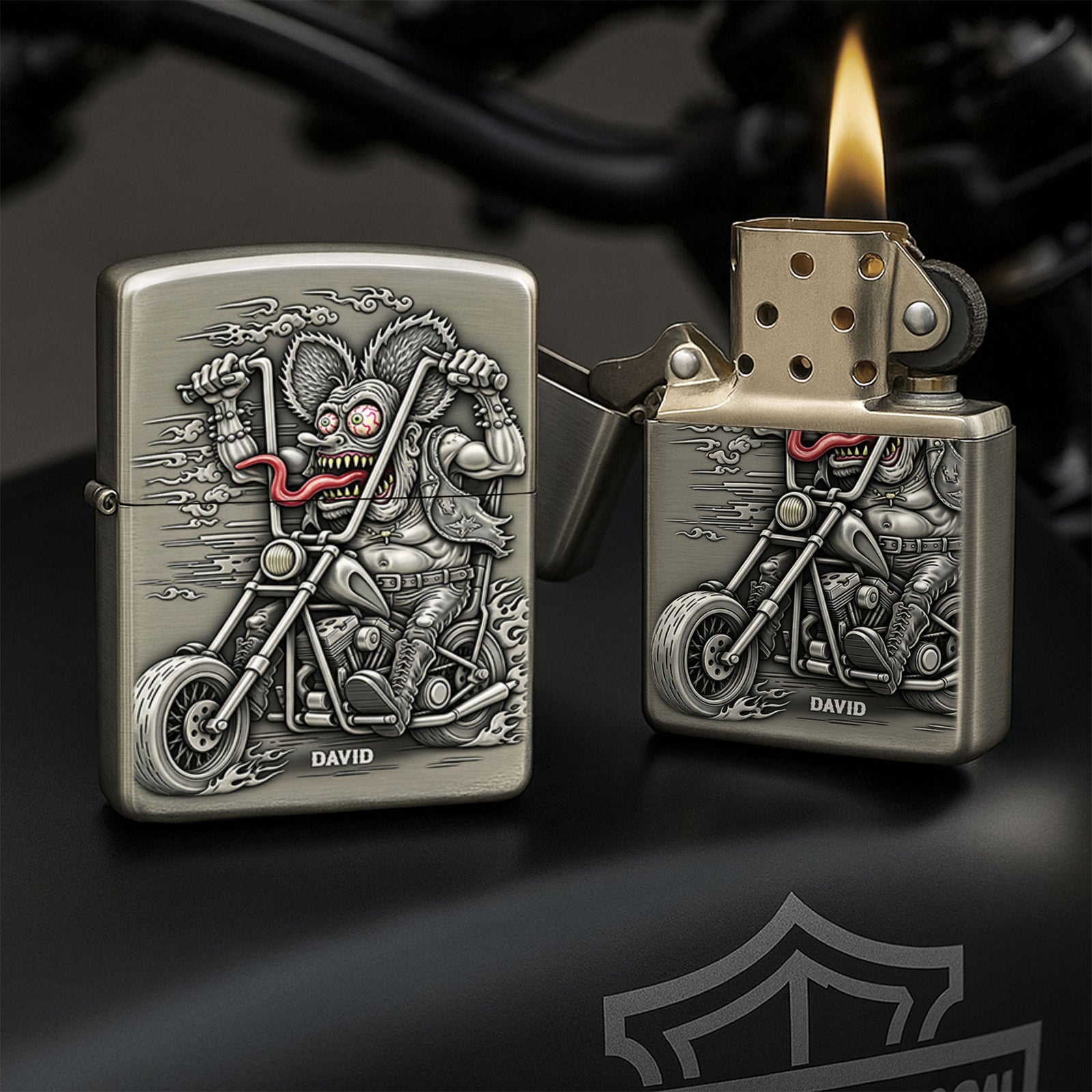 Badass Motorcycle Lighter, Personalized Gifts For Bikers 03qhti130825