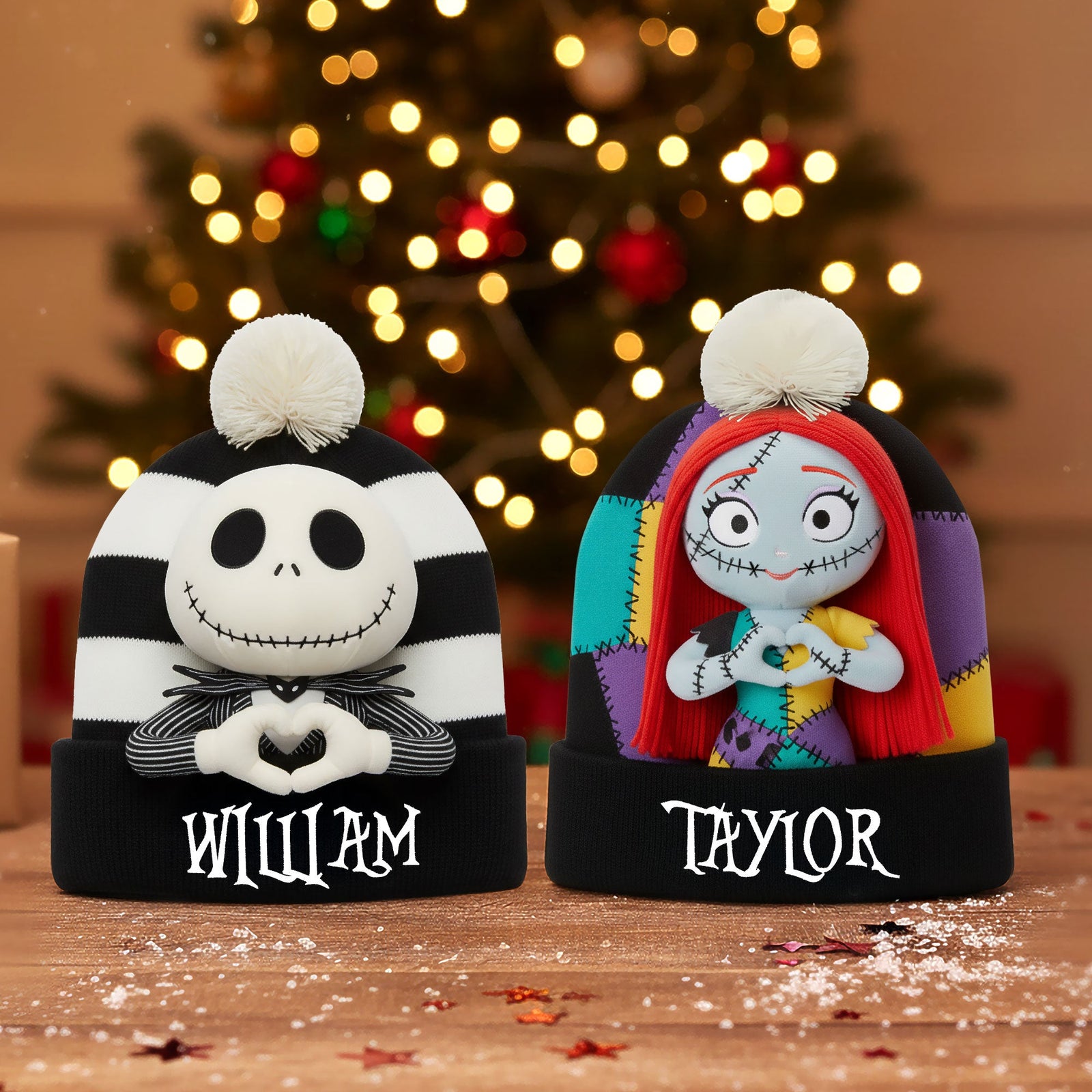Spooky Couple Bobble Beanie Hat - Personalized Gifts For Couple 01nati260925