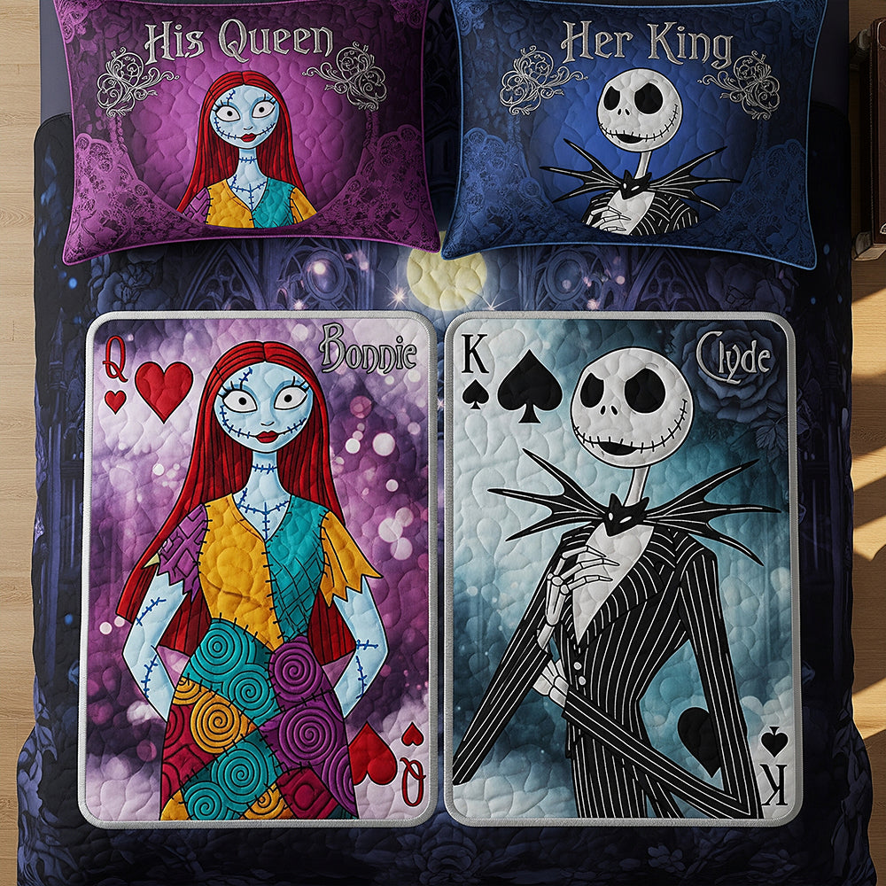 Horror Couple Quilt Bedding Set - Personalized Gifts For Couple 02nata110825