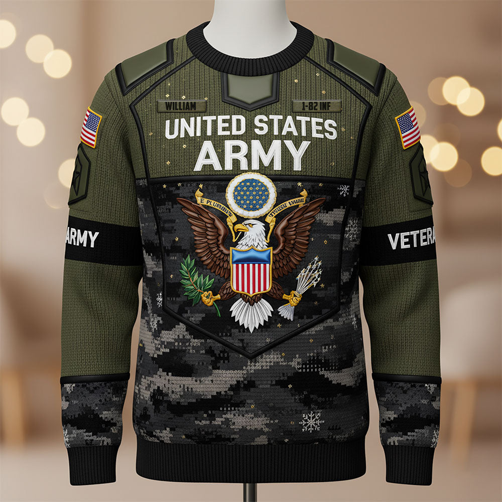 Military Knitted Ugly Sweater - Personalized Gifts For Veteran Ugly Sweater 02PATI051125