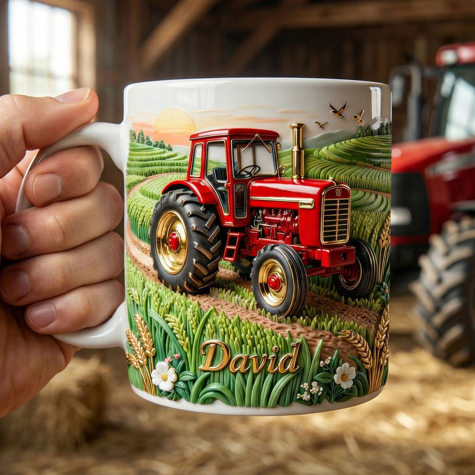 Farmer Tractor Coffee Mug – Personalized Vintage Red Tractor Gift For Farmer Mug 05PGTI110226