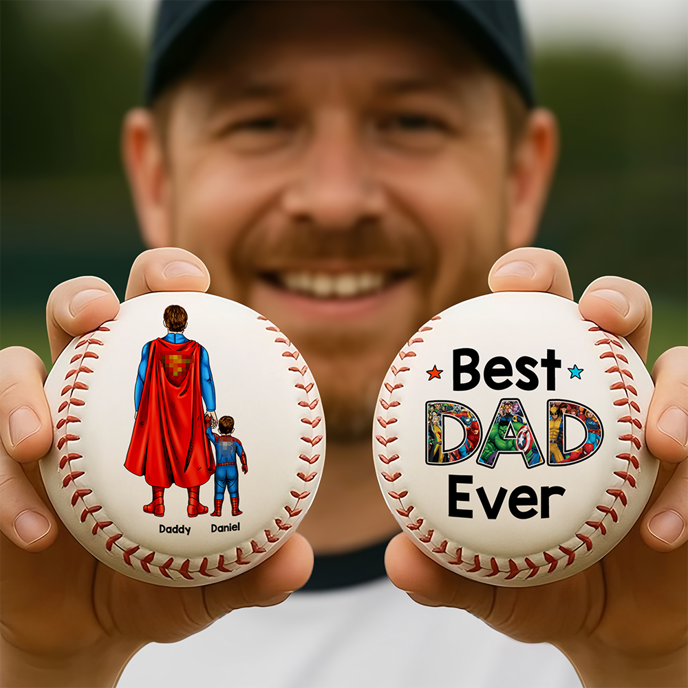 Super Powerful Dad Baseball - Personalized Gift For Dad 011ACHU290425PA-Homacus
