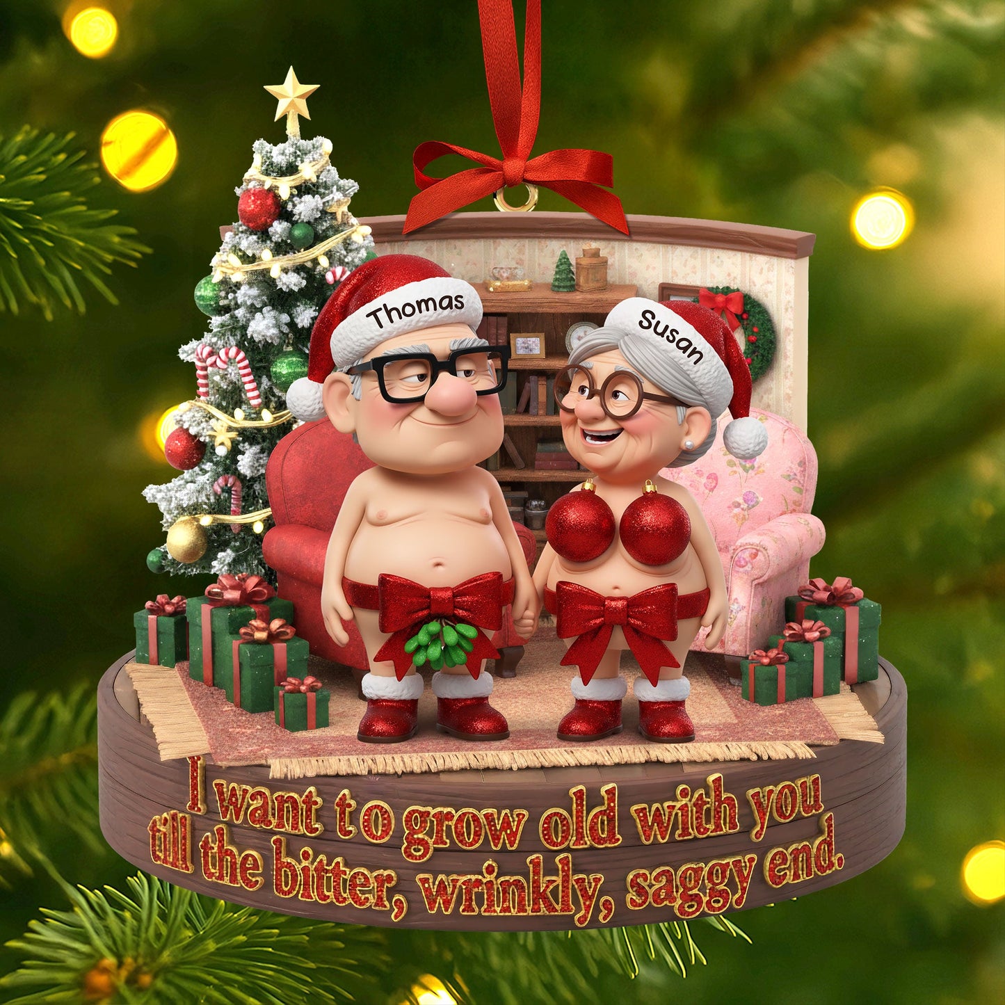 Naughty Old Couple Ornament - Personalized Gifts For Couple 04nati230925