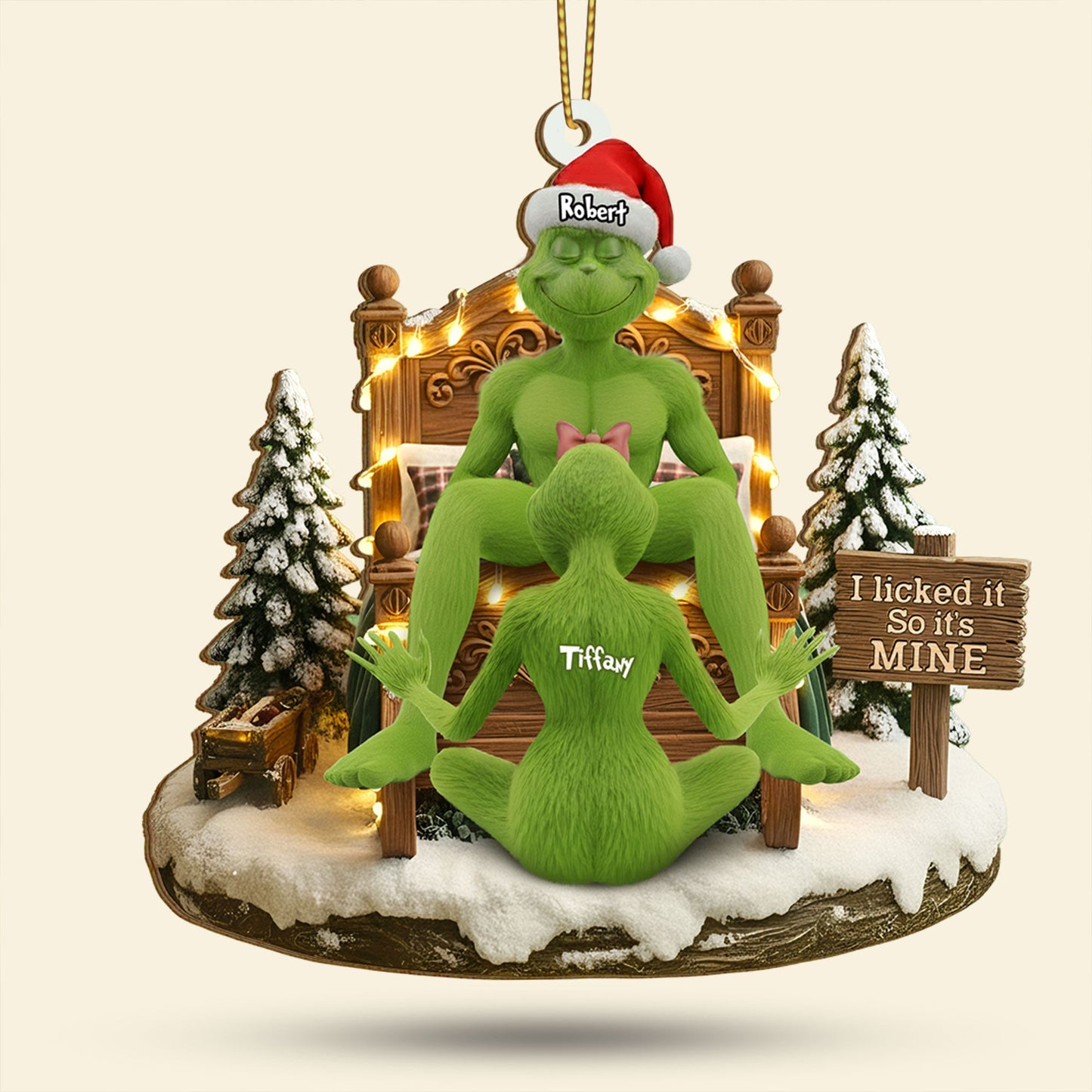 Naughty Green Couple Ornament - Personalized Gifts For Couple 03tgti120925
