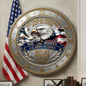 Bold Veteran Eagle Wall Clock, Personalized Gifts For Veteran 05QHTI200126