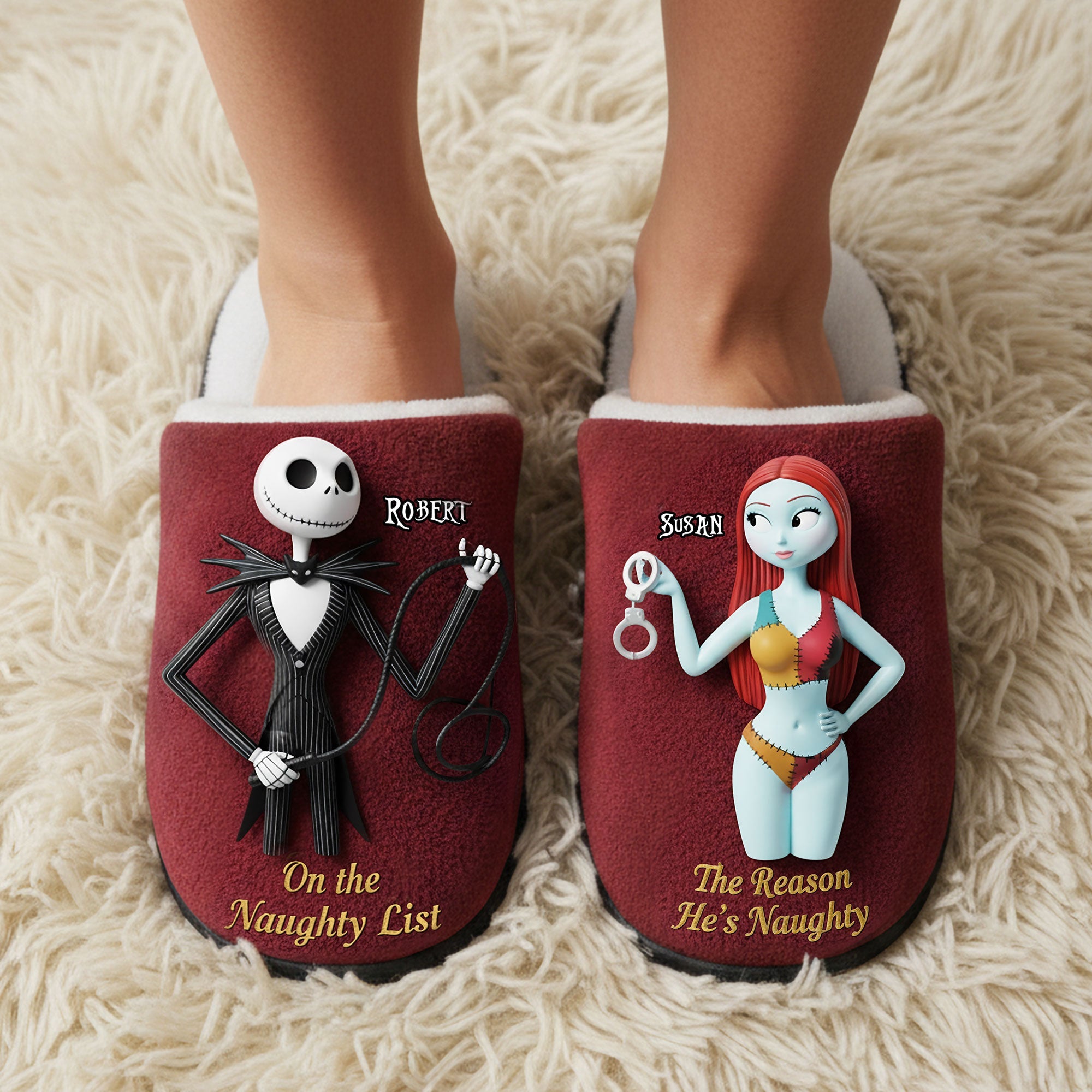 Spooky Naughty Couple Slippers - Personalized Gifts For Couples 04NATI081025